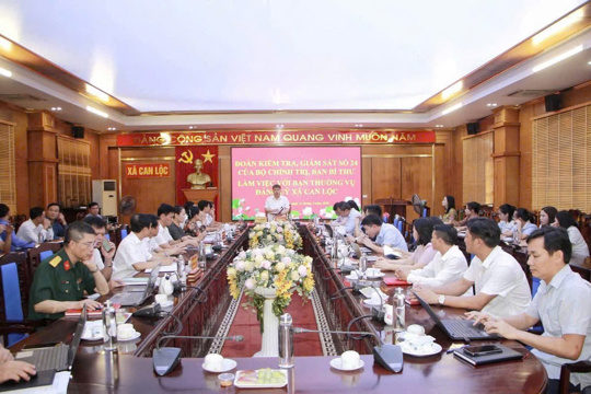 Đoàn Kiểm tra, giám sát số 24 của Bộ Chính trị, Ban Bí thư làm việc với Ban Thường vụ Đảng ủy xã Can Lộc 